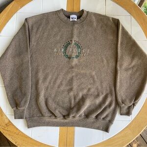 Air Force Crewneck Sweater Ramstein Germany Large Brown Embroidered Vintage